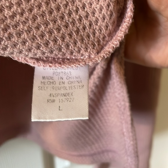 Pink peony waffle knit slouchy v neck top rose mauve - Picture 4 of 6